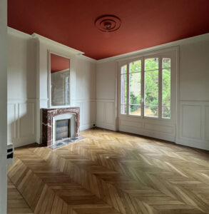 Comme Un Trait architecte d'intérieur architecture d'intérieur LE MANS SARTHE Pays de la Loire Rénovation d'un villa début de siècle Forbo Marmoleum sol linoléum winckelmans duravit korian belle époque couleur