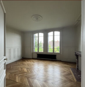 Comme Un Trait architecte d'intérieur architecture d'intérieur LE MANS SARTHE Pays de la Loire Rénovation d'un villa début de siècle Forbo Marmoleum sol linoléum winckelmans duravit korian belle époque couleur